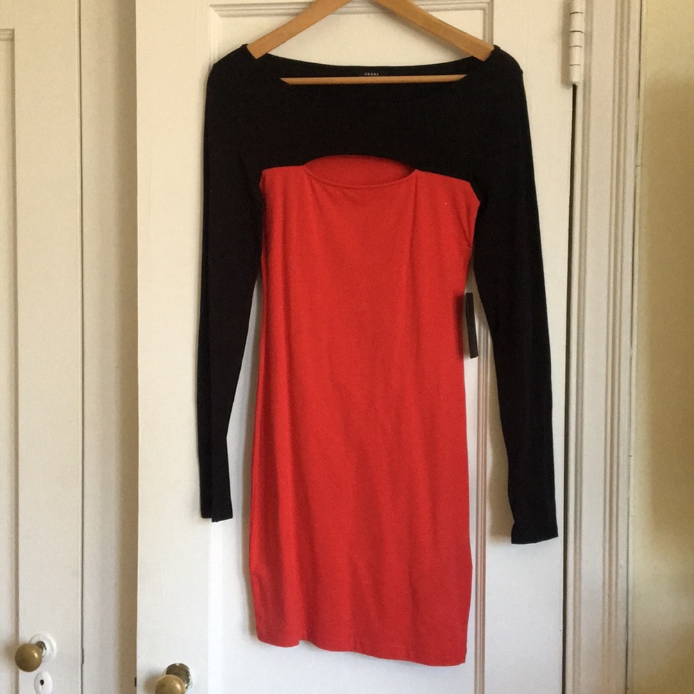 Guess Black and Red Peekaboo Mini Dress